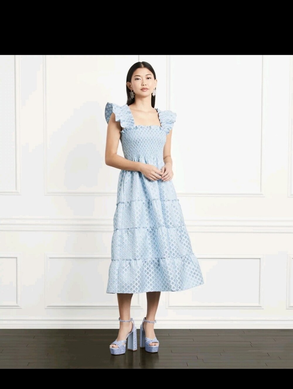Hill House Light Blue Eyelet Midi Dress
